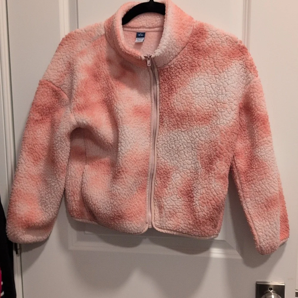 Old Navy Kids Pink and Cream Sherpa Jacket - Picture 2 of 4